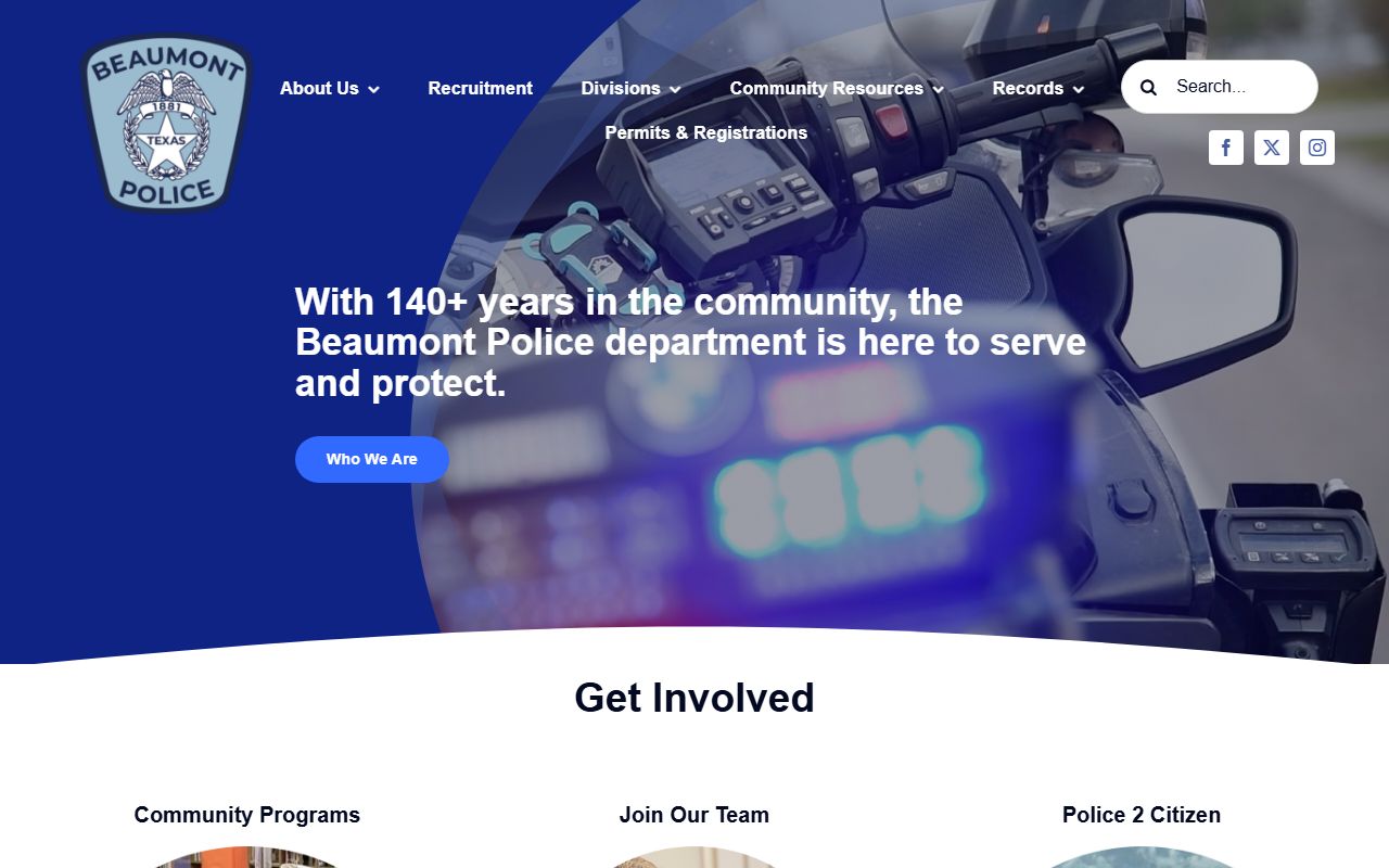 Beaumont Police Department website for police blotter records