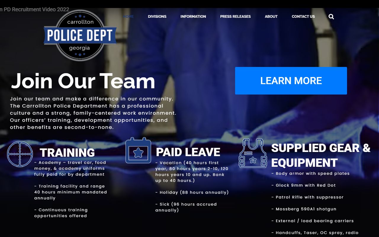 Carrollton Police Department website for police blotter records