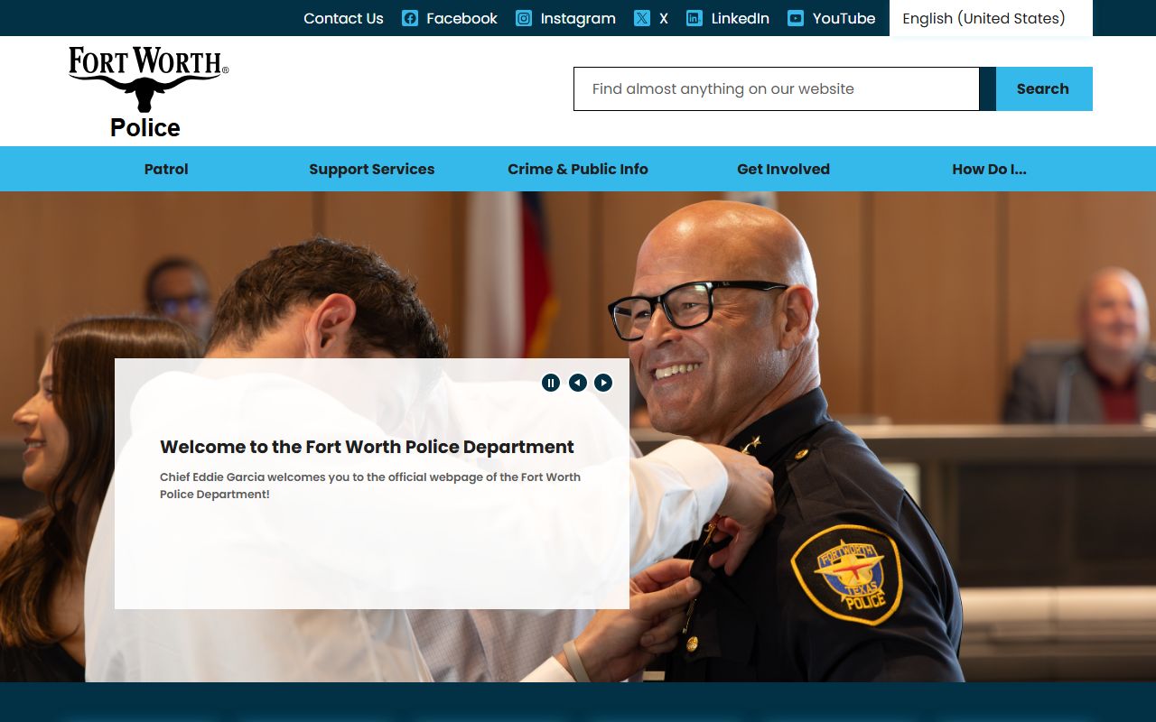 Fort Worth Police Department website for police blotter records