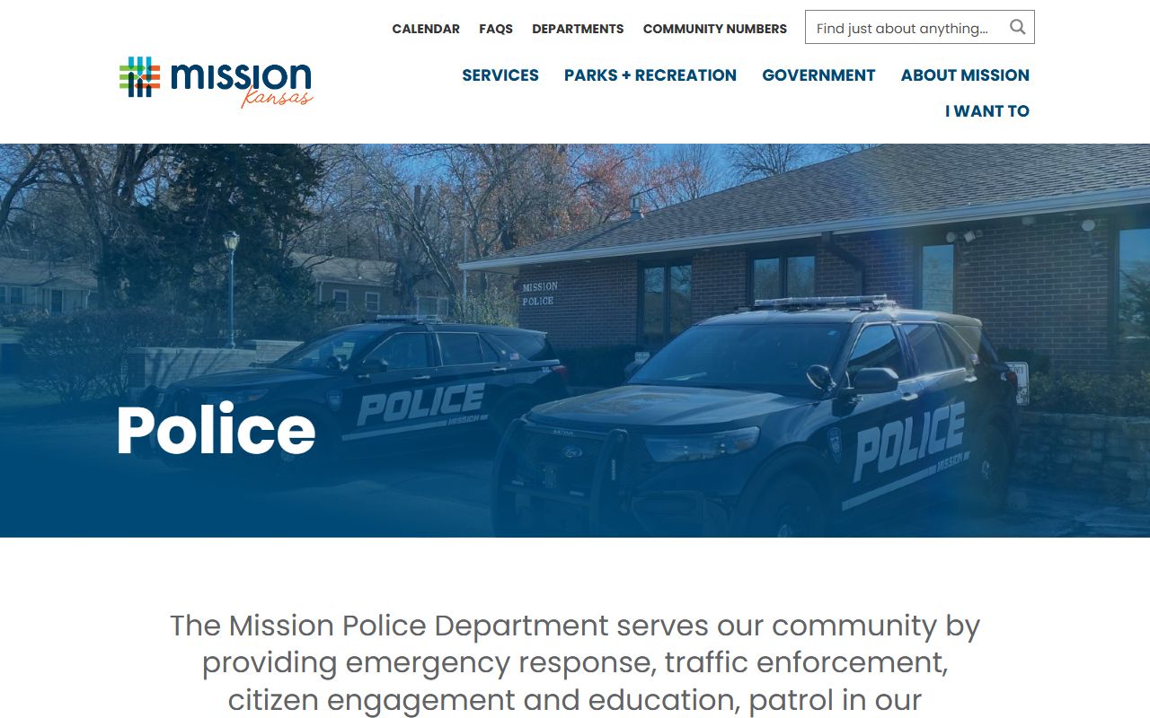 Mission Police Department website for police blotter records