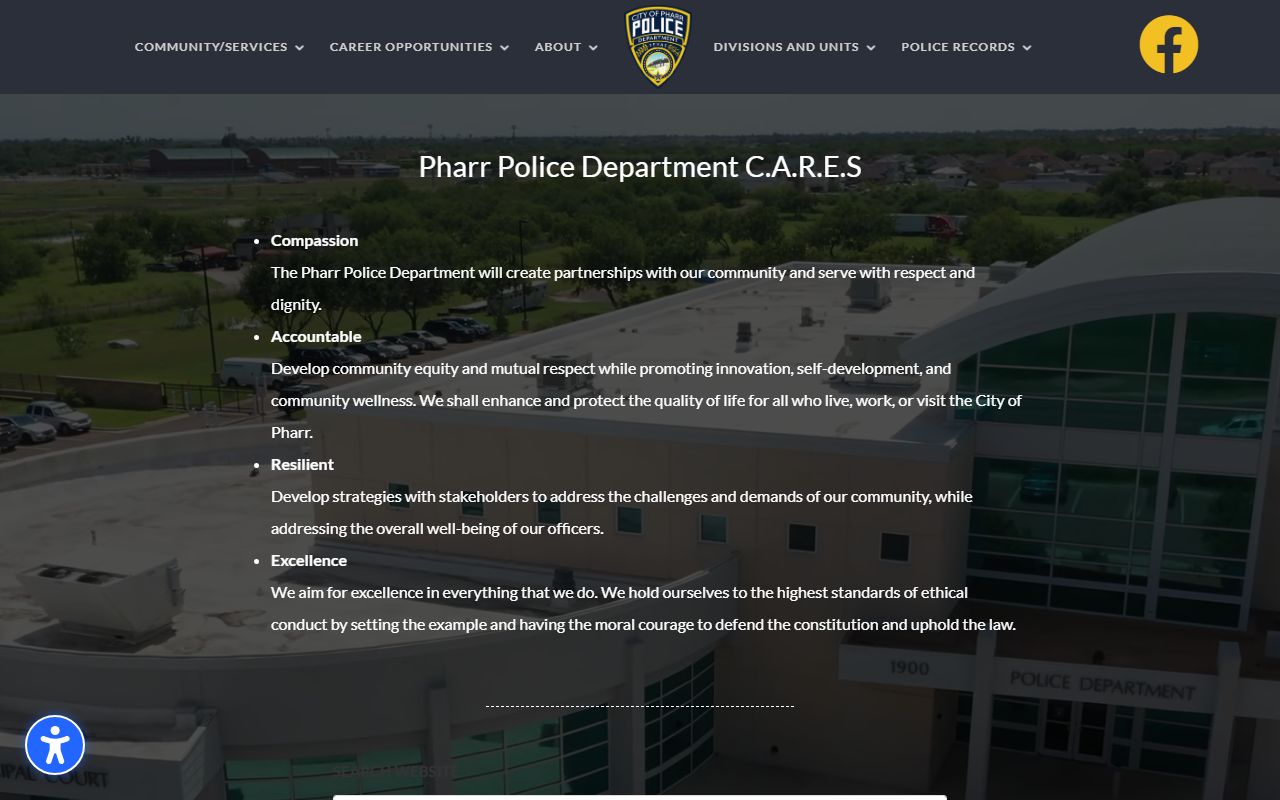 Pharr Police Department website for police blotter records