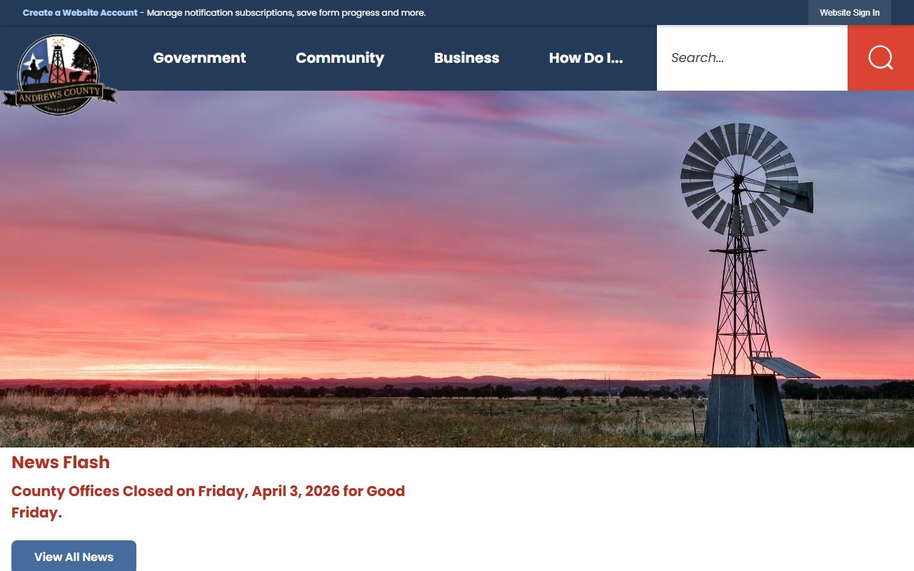 Andrews County official website for police blotter records