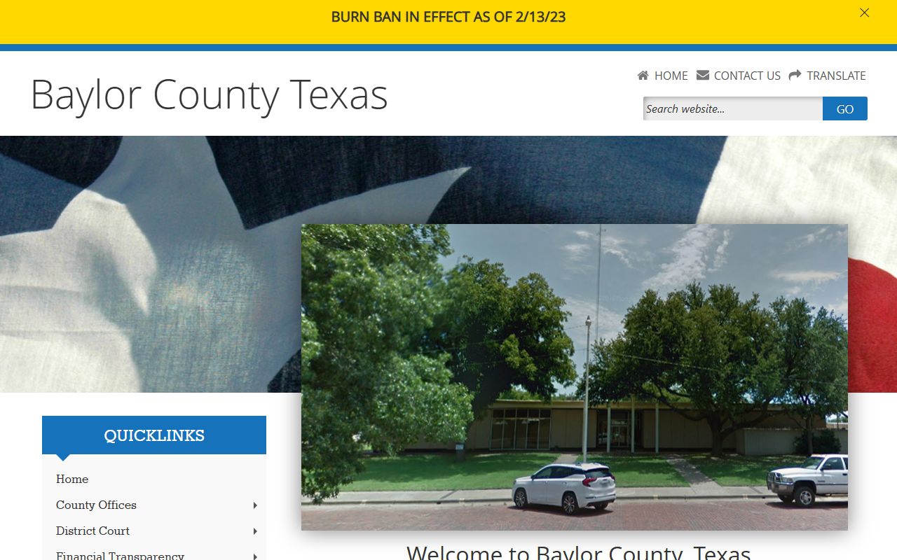 Baylor County official website for police blotter records
