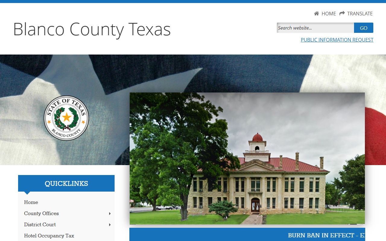 Blanco County official website for police blotter records