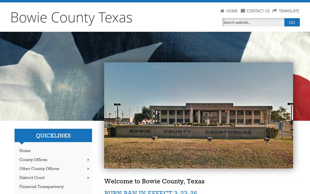 Bowie County official website for police blotter records