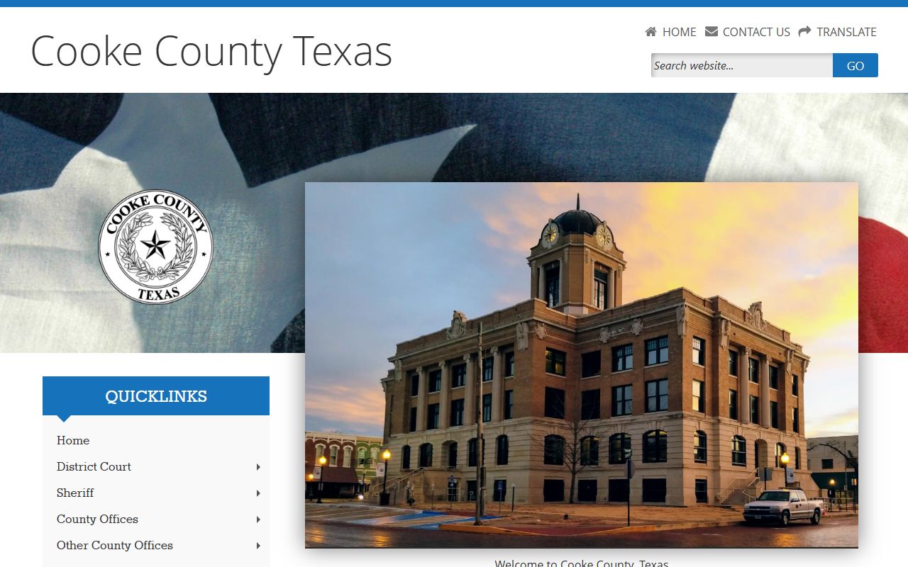 Cooke County official website for police blotter records