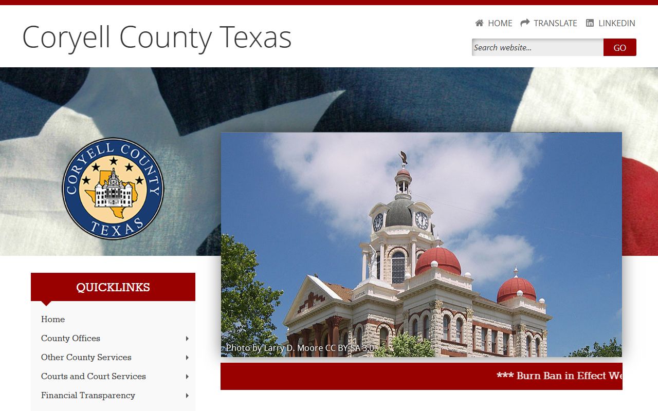 Coryell County official website for police blotter records