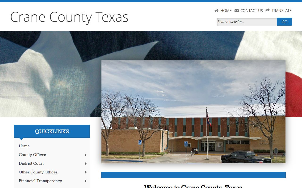 Crane County official website for police blotter records