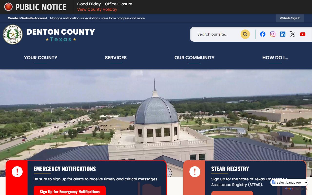 Denton County official website for police blotter records