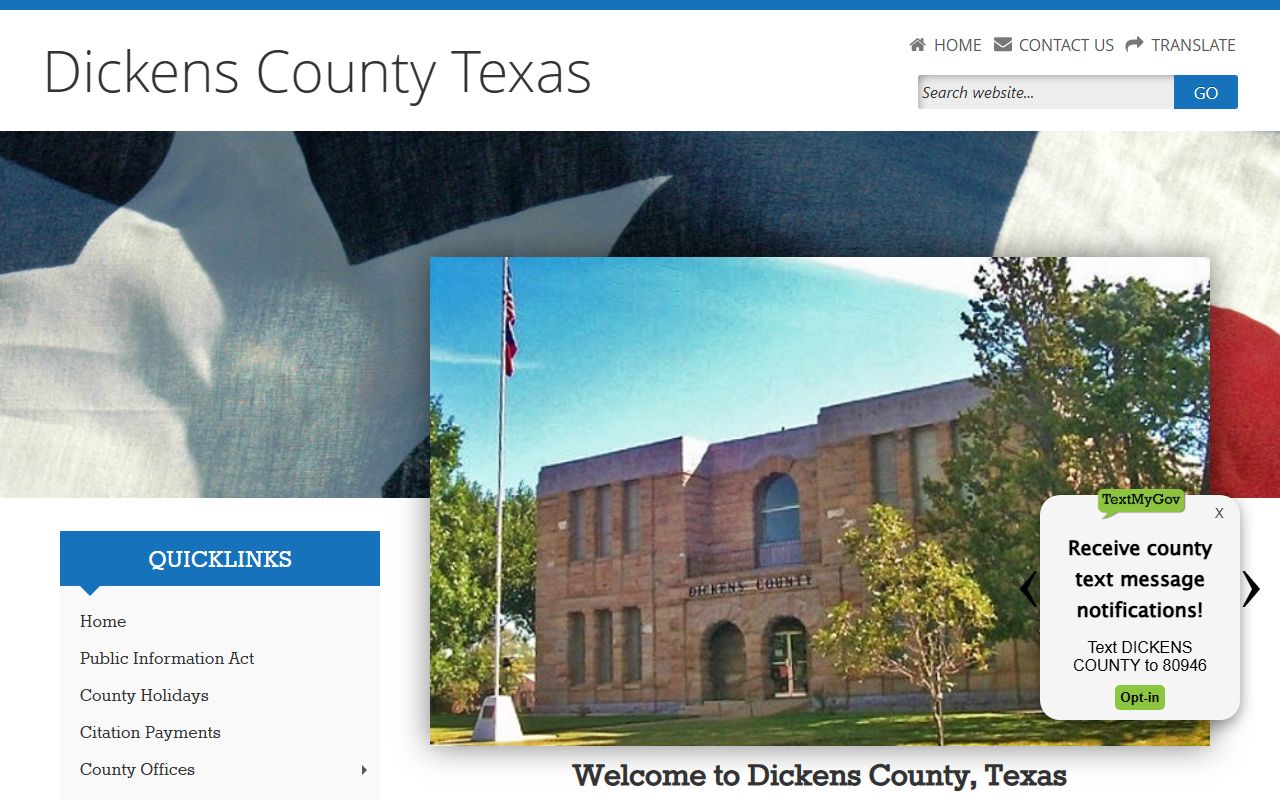 Dickens County official website for police blotter records