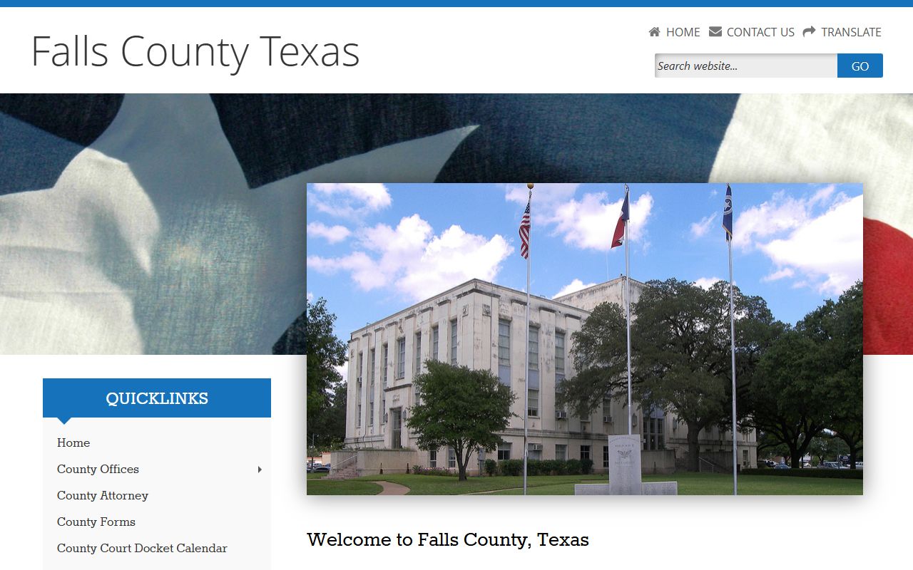 Falls County official website for police blotter records