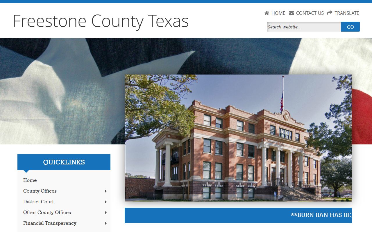 Freestone County official website for police blotter records