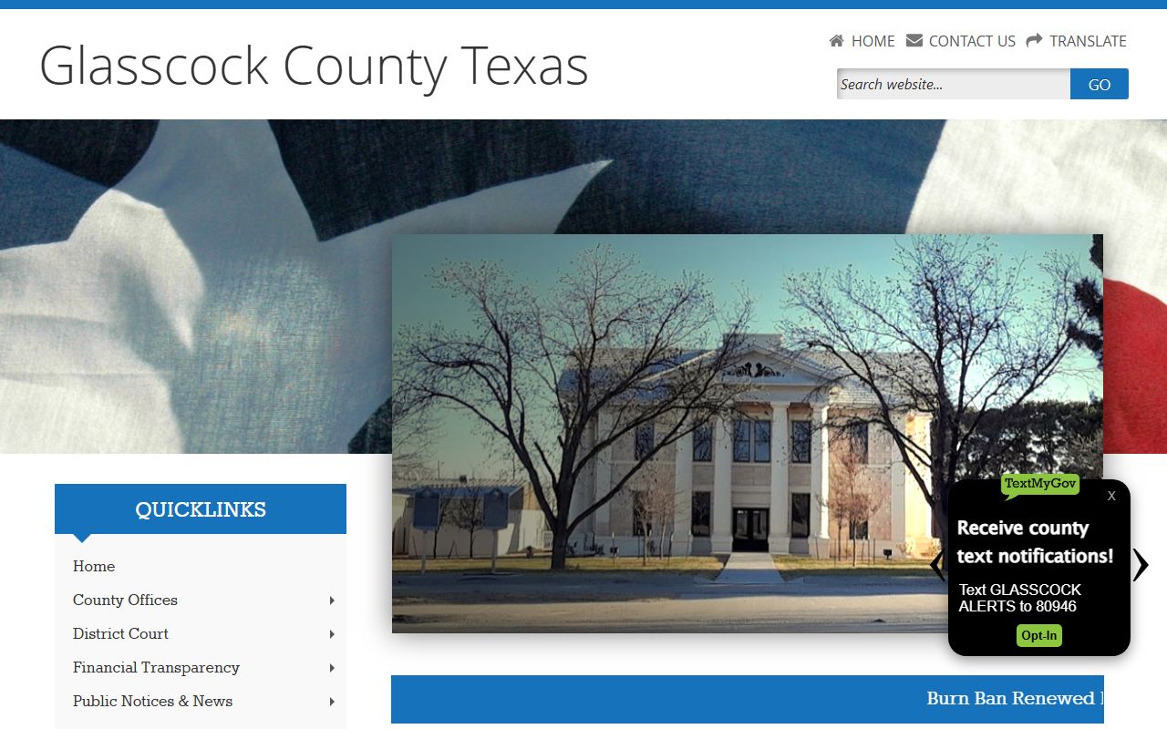 Glasscock County official website for police blotter records