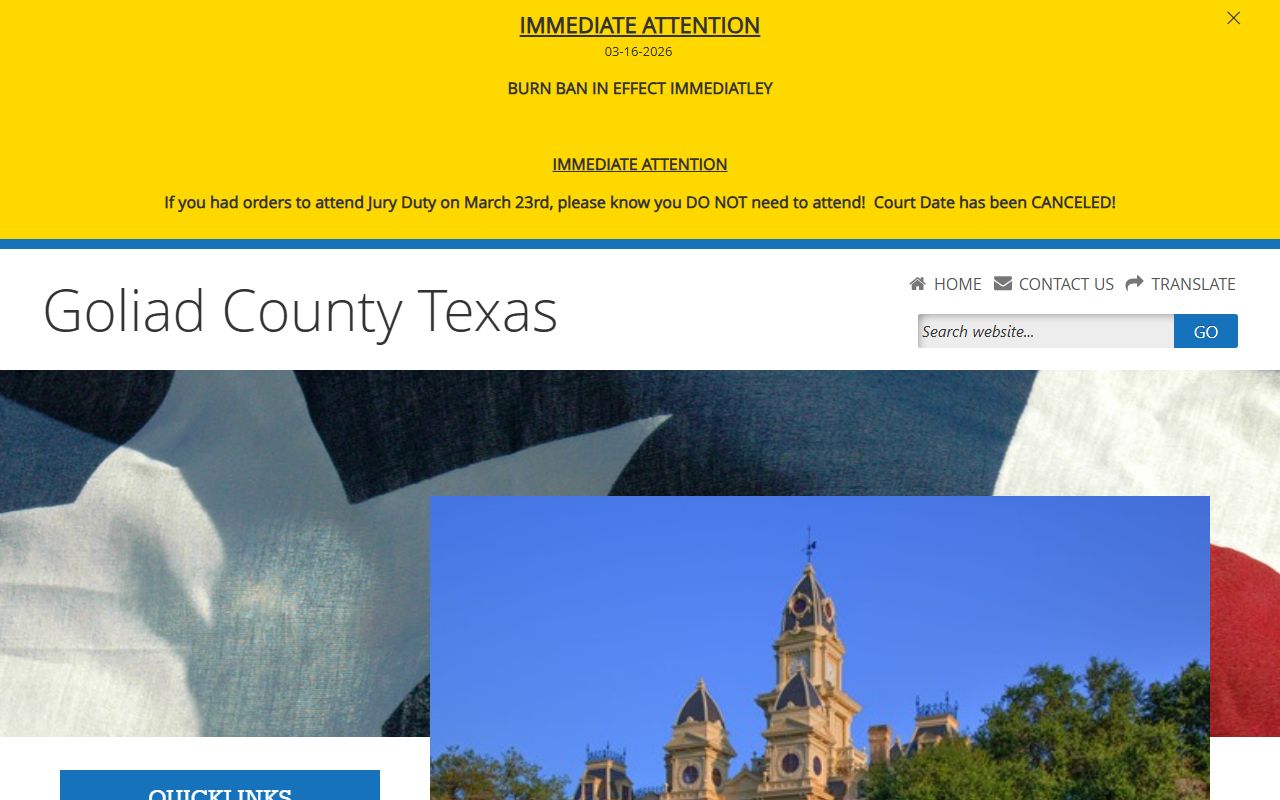 Goliad County official website for police blotter records