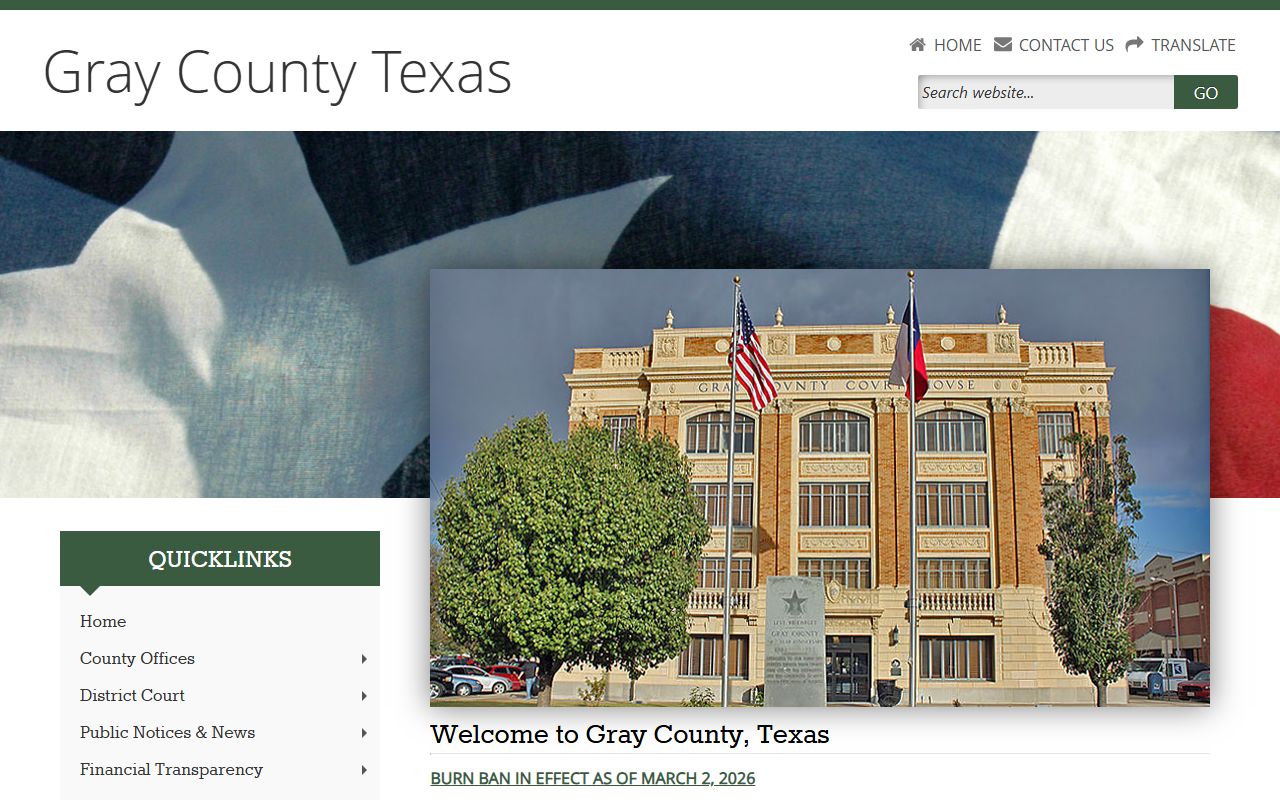 Gray County official website for police blotter records