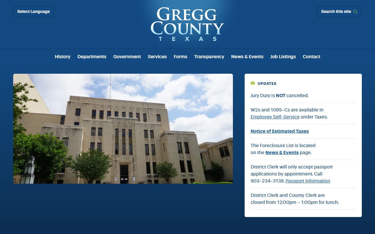 Gregg County official website for police blotter records