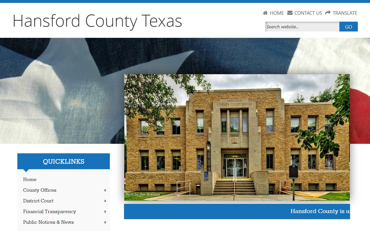 Hansford County official website for police blotter records
