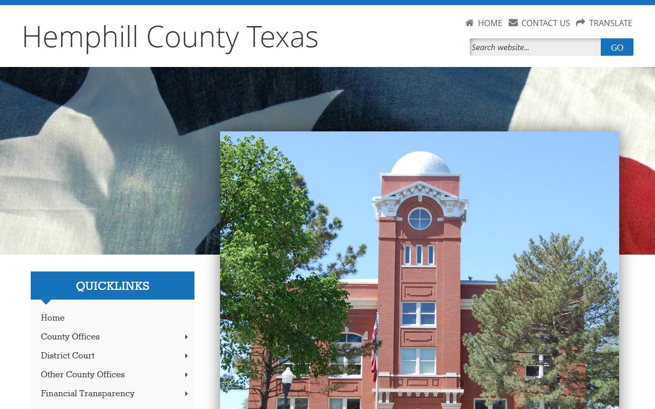 Hemphill County official website for police blotter records