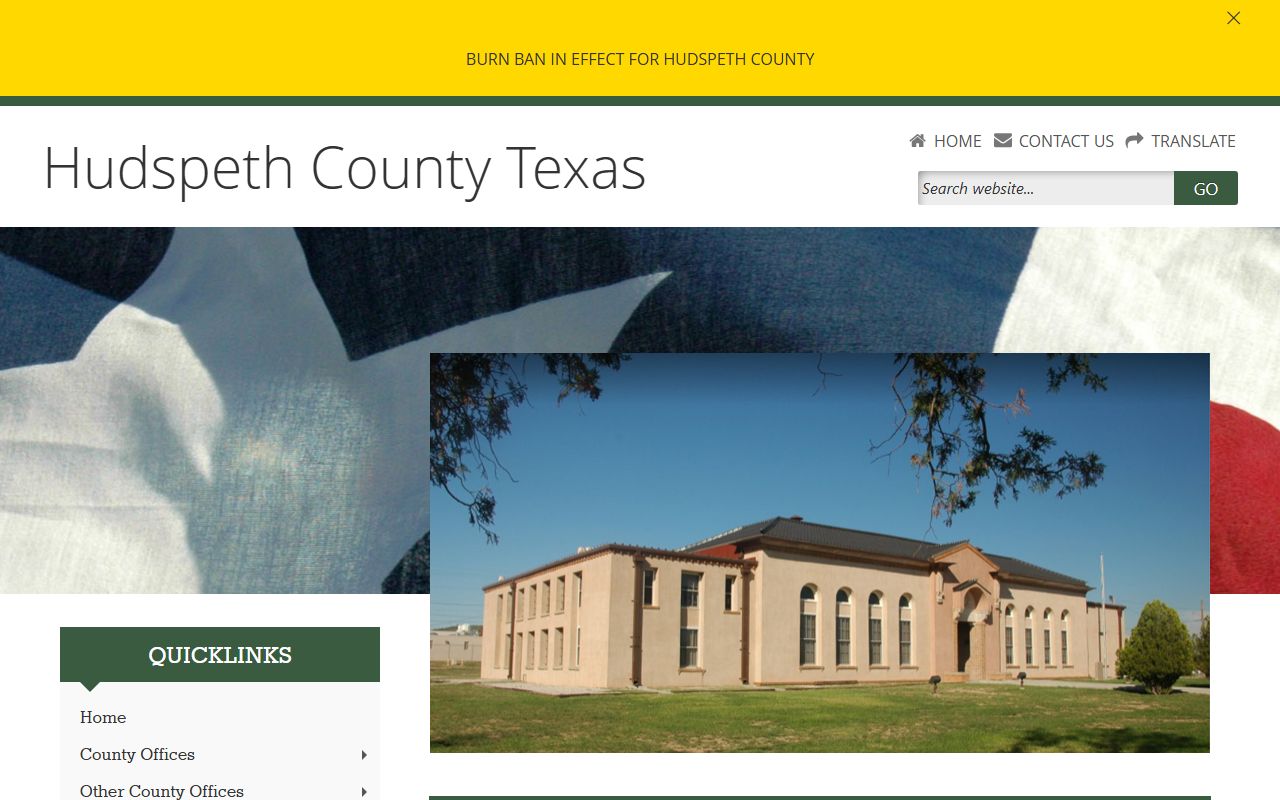 Hudspeth County official website for police blotter records