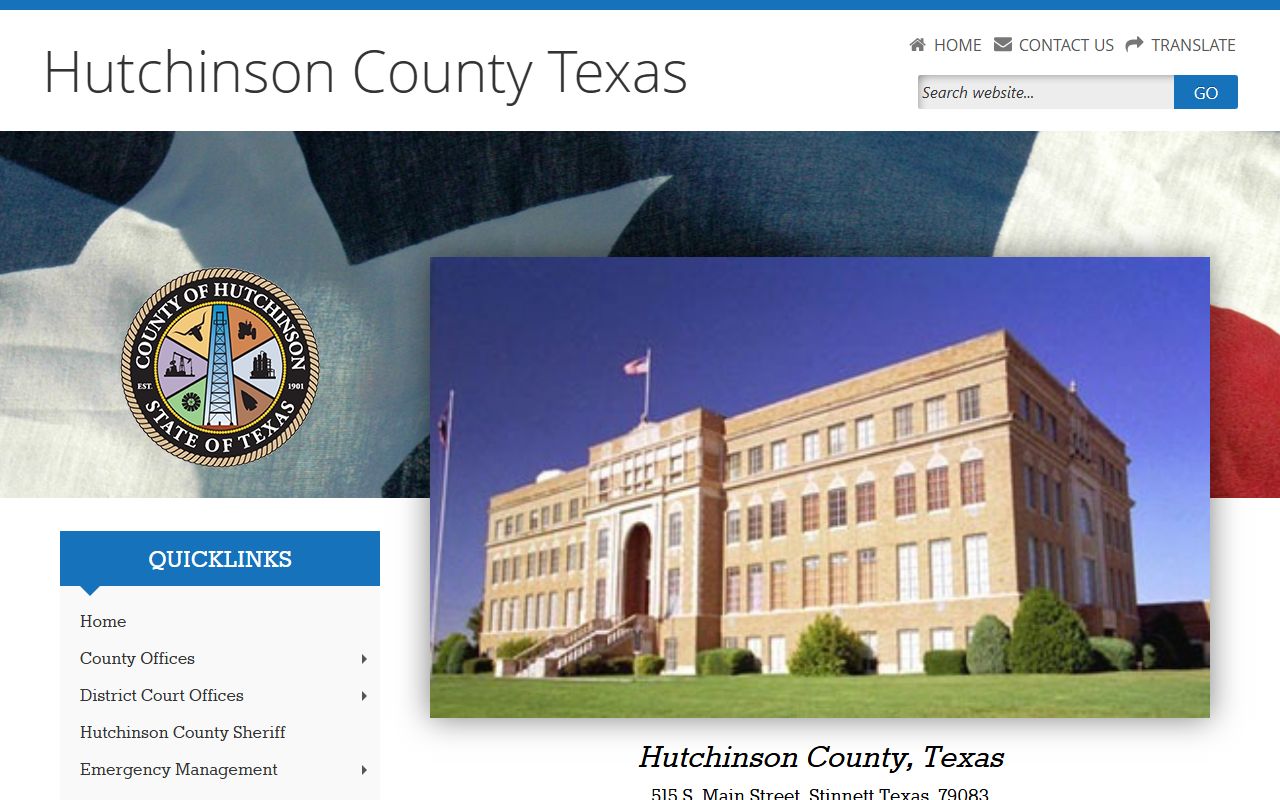 Hutchinson County official website for police blotter records