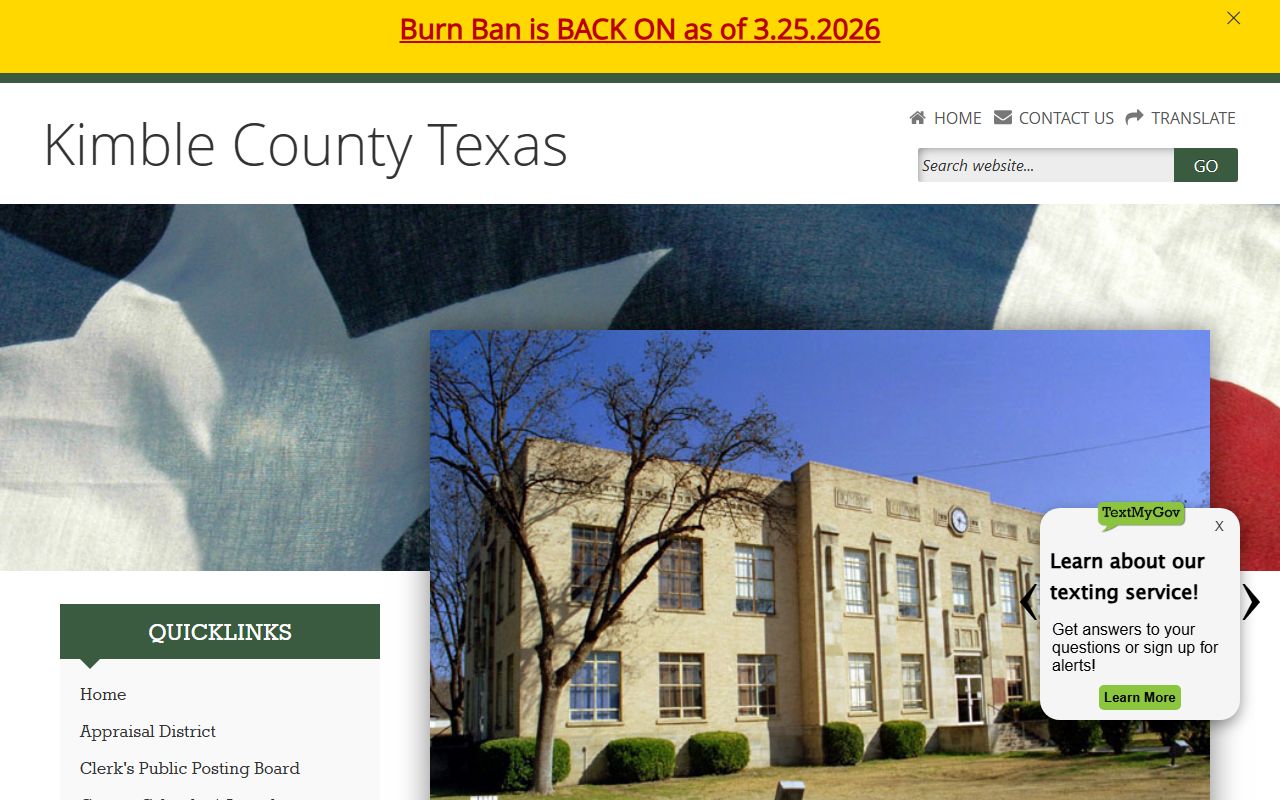 Kimble County official website for police blotter records