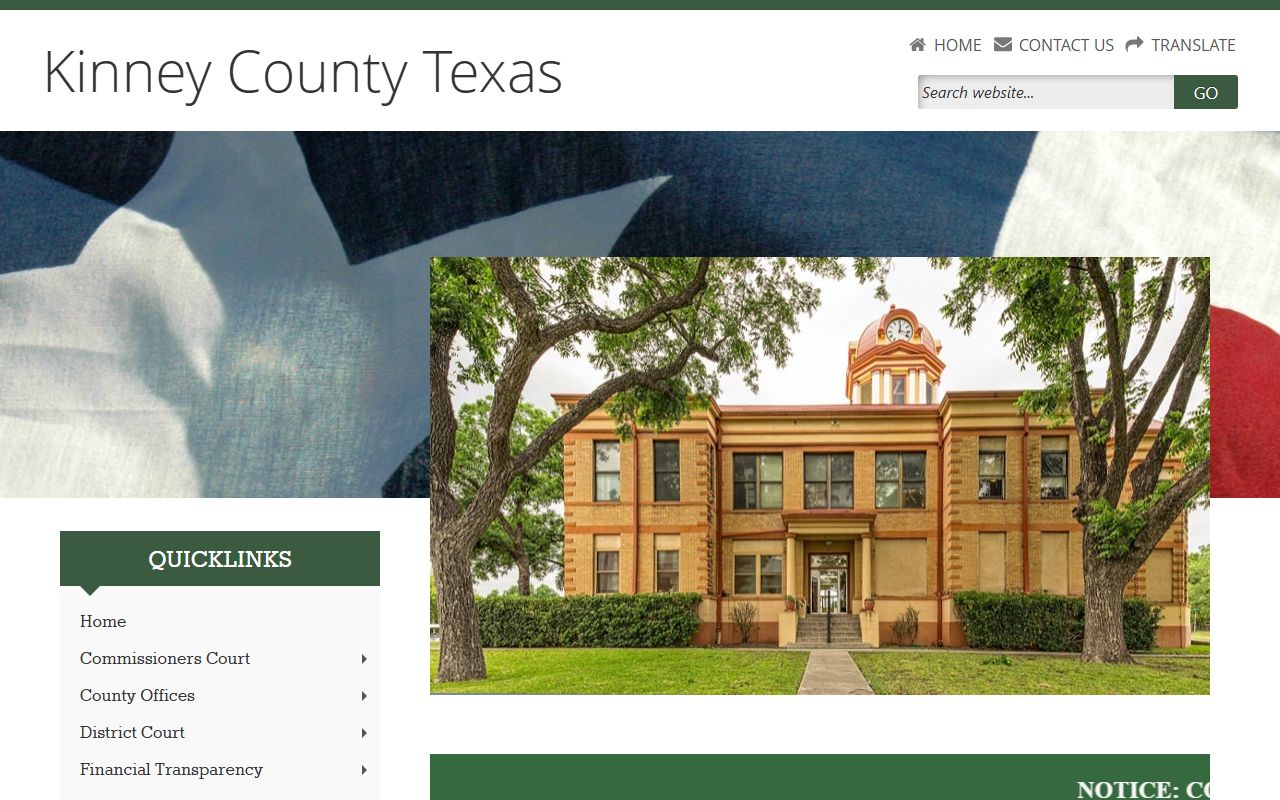 Kinney County official website for police blotter records
