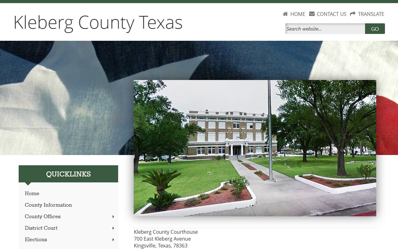 Kleberg County official website for police blotter records