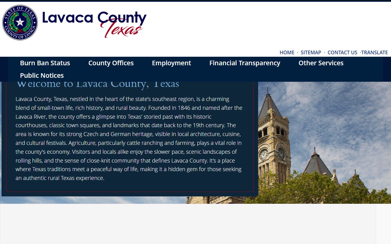 Lavaca County official website for police blotter records