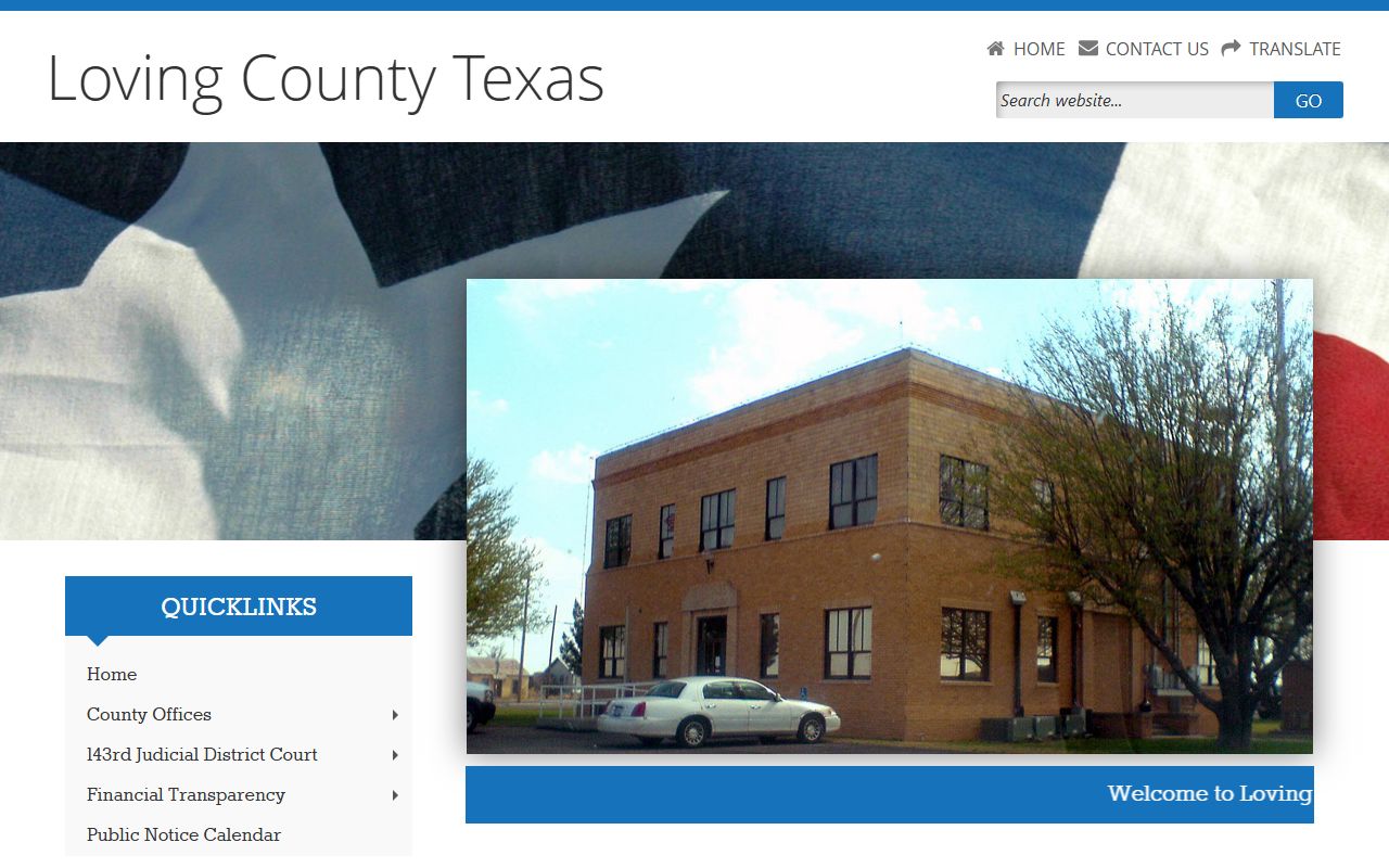 Loving County official website for police blotter records