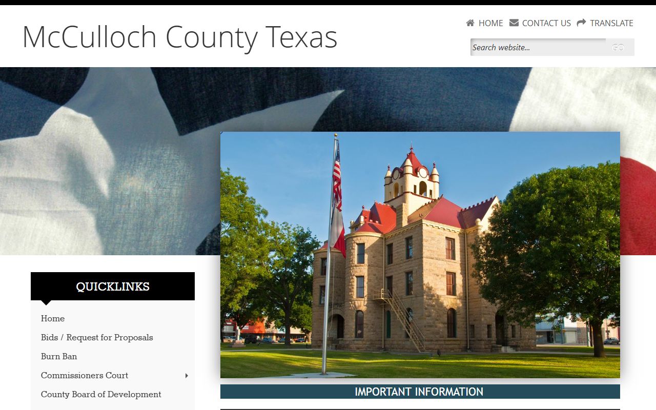 McCulloch County official website for police blotter records