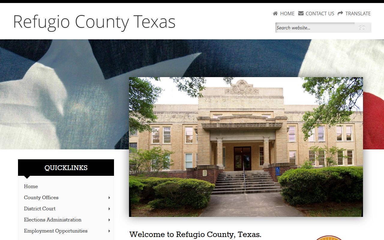 Refugio County official website for police blotter records