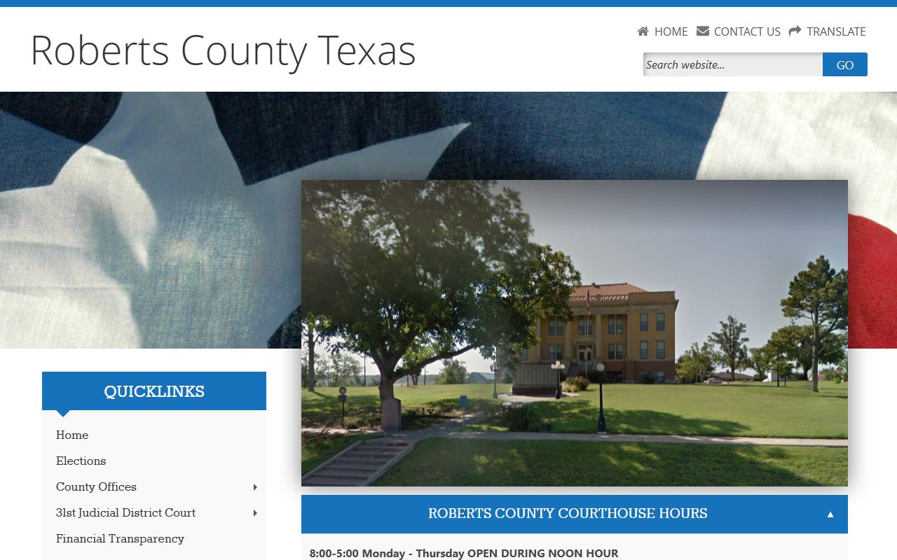 Roberts County official website for police blotter records