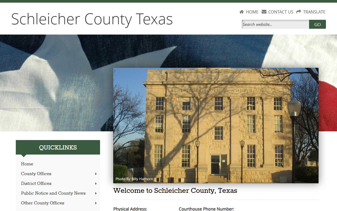 Schleicher County official website for police blotter records