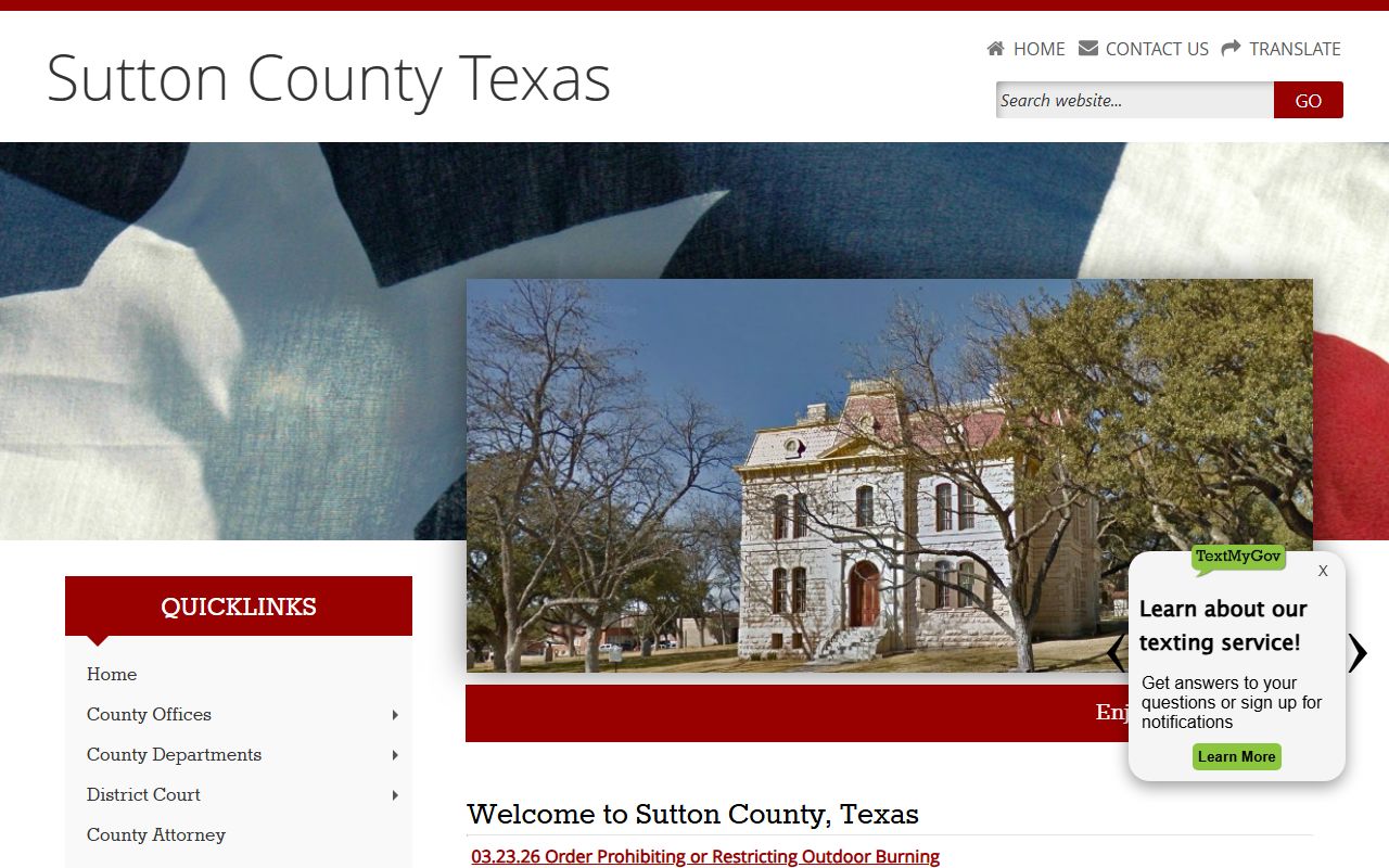 Sutton County official website for police blotter records