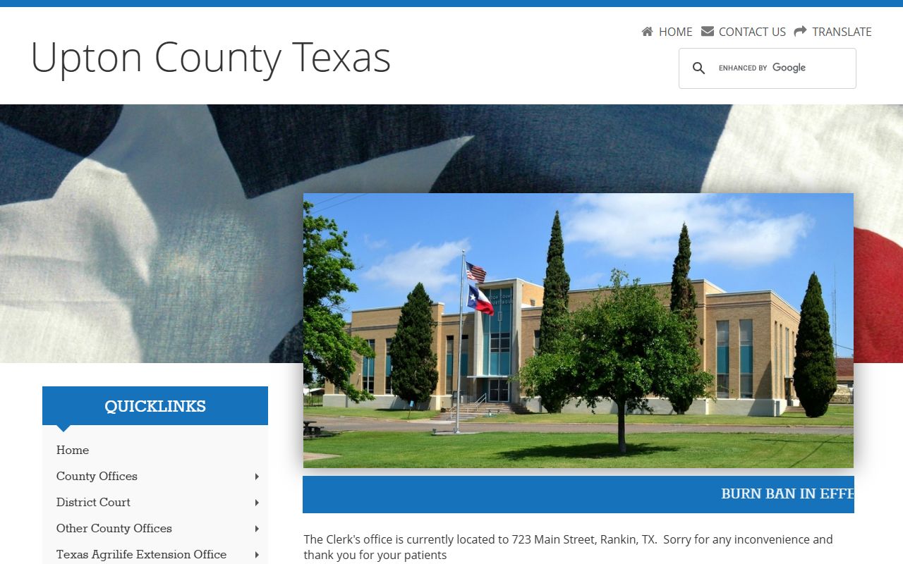 Upton County official website for police blotter records