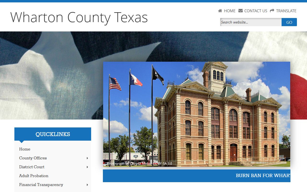 Wharton County official website for police blotter records