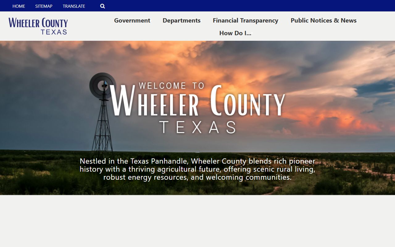 Wheeler County official website for police blotter records