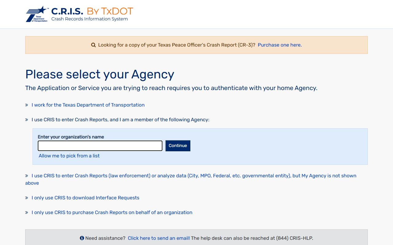 TxDOT Crash Records Information System for Texas police blotter data