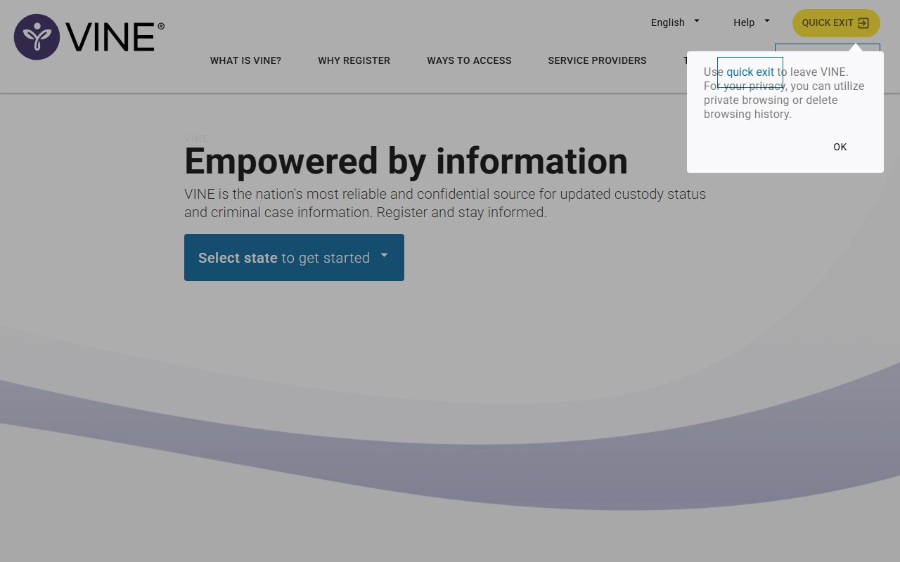 VINE Link Texas custody notification system for police blotter tracking